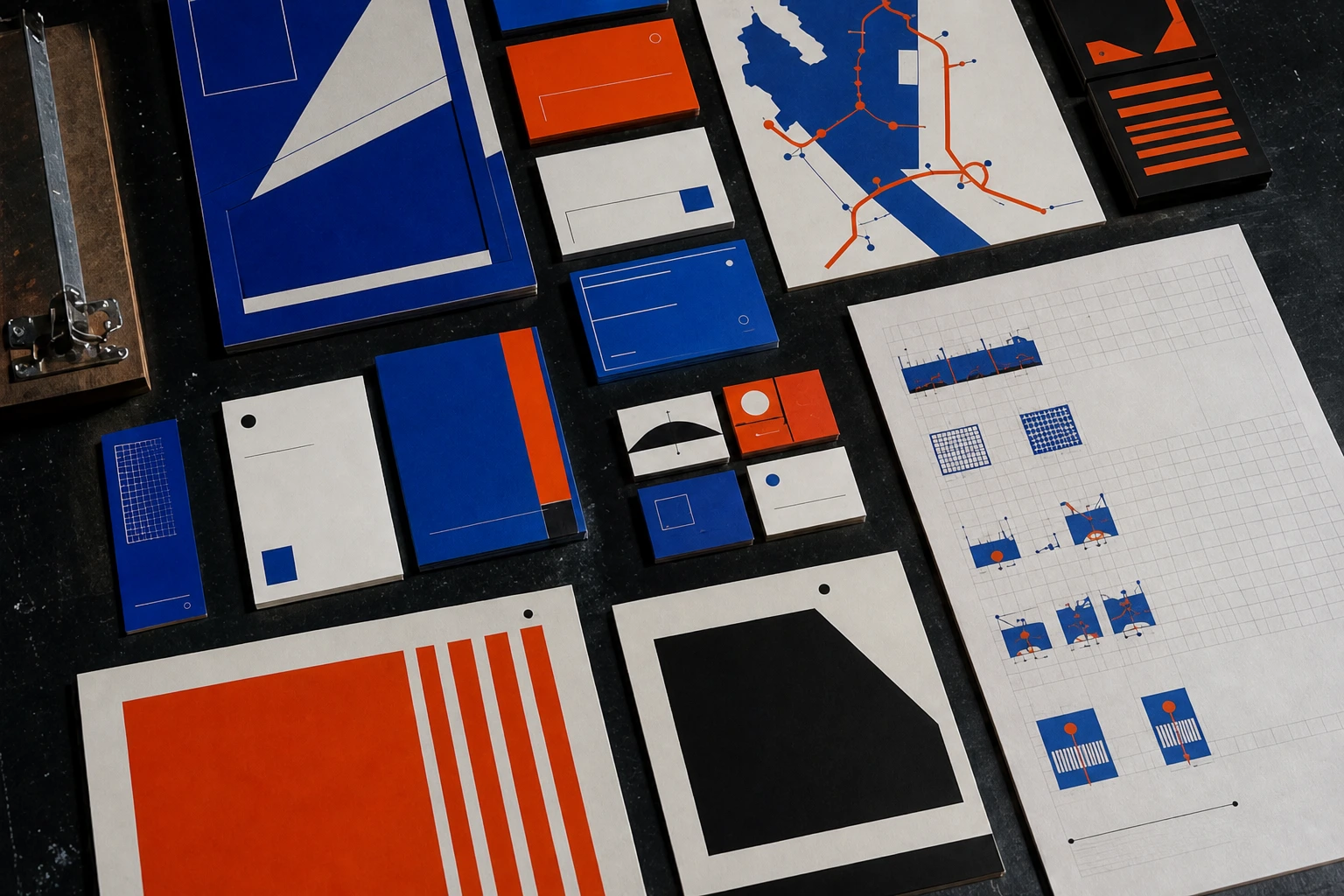 Modulares Erscheinungsbild in Cobalt, Orange und Schwarz